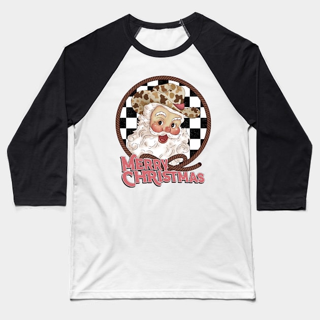 Cowboy Santa Calus Retro Vintage Baseball T-Shirt by FlawlessSeams